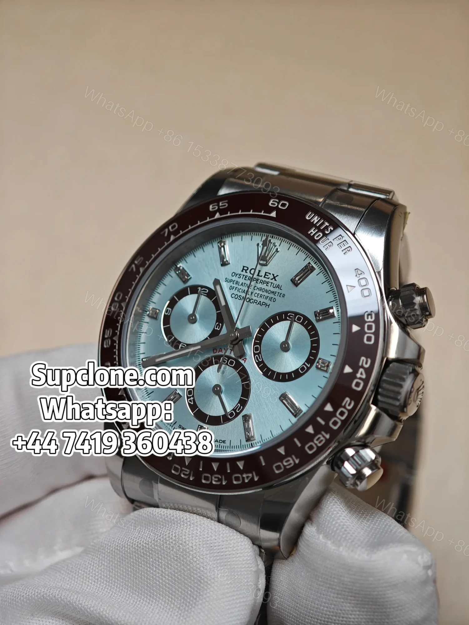 View 2 of Rolex Daytona Super Clone M126506-0002 Ice Blue Diamond Dial 4131 Movement