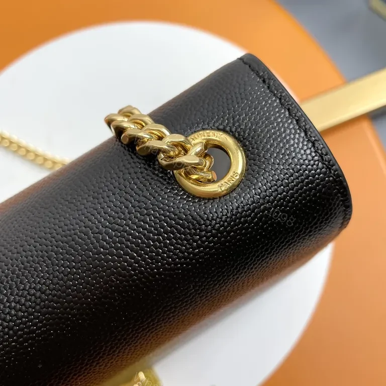 View 3 of Compact Black Leather Crossbody: YSL-Inspired Luxe Monogram