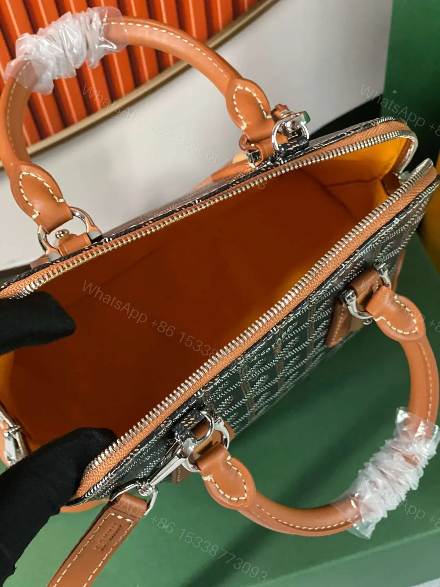 View 6 of Goyard Alma Vedome Replica 11 Handbag Fabric Wrapped Leather Strap 24cm