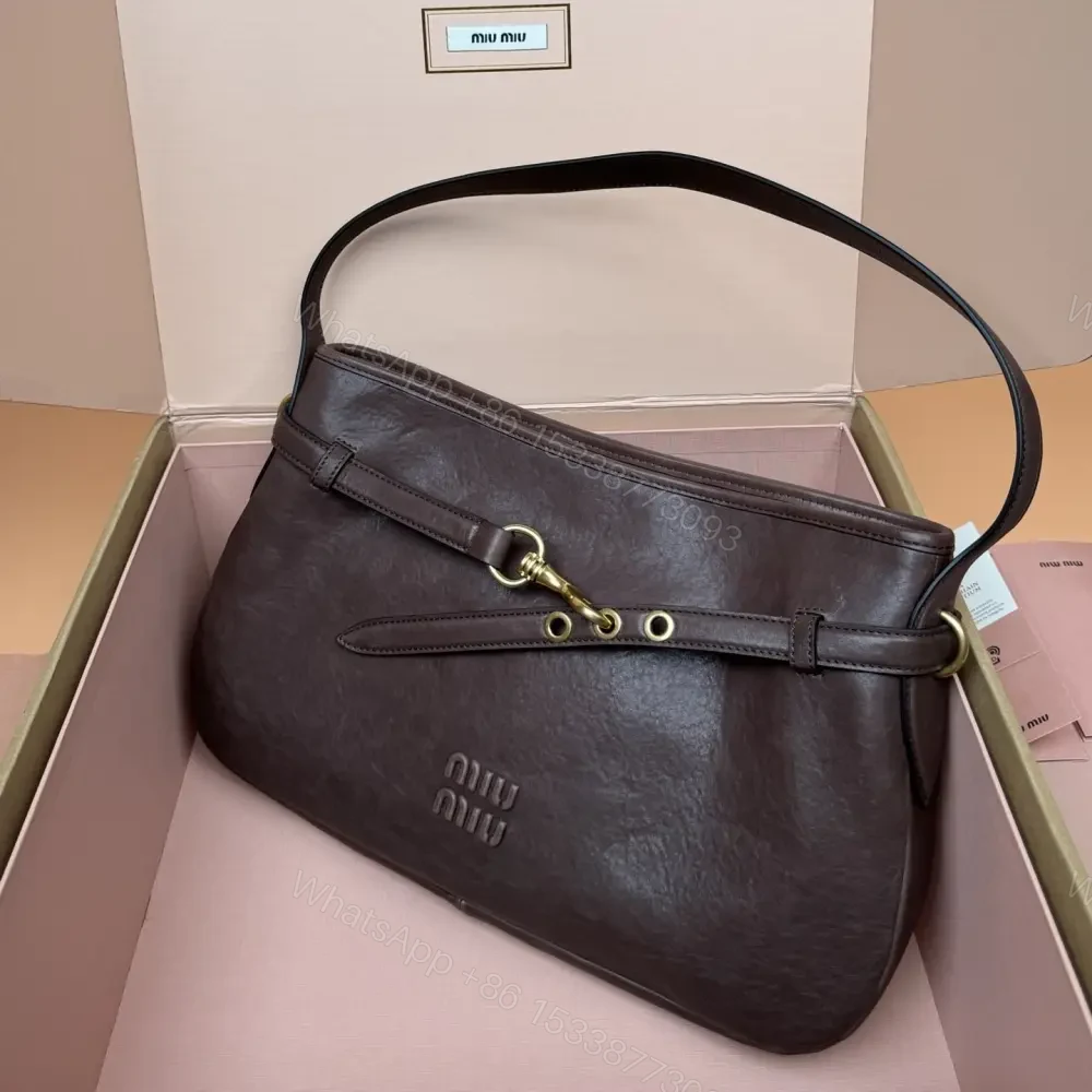 View 7 of 高仿miumiu*Aventure系列5BC181小羊皮腋下包石楠木色中號免檢版