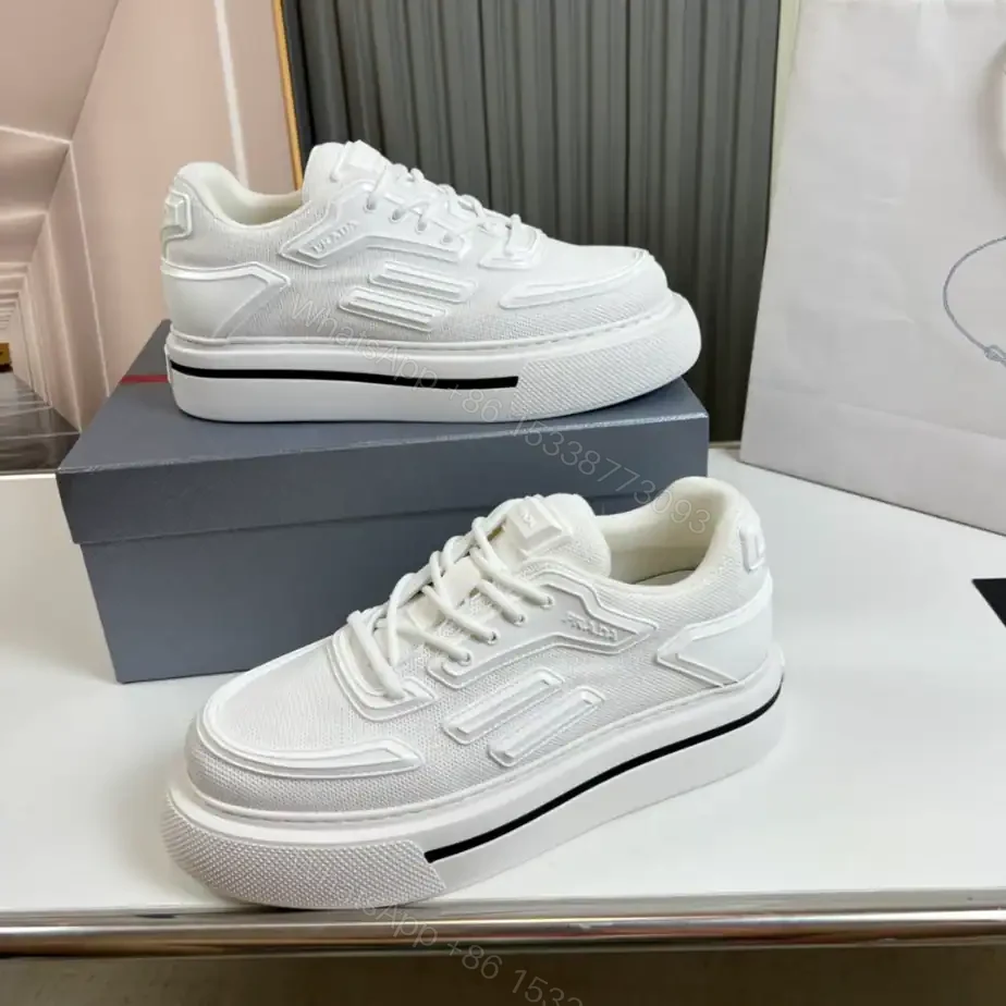 View 5 of PRADA MACRO RE-NYLON AND BRUSHED LEATHER SNEAKERS – PRD061