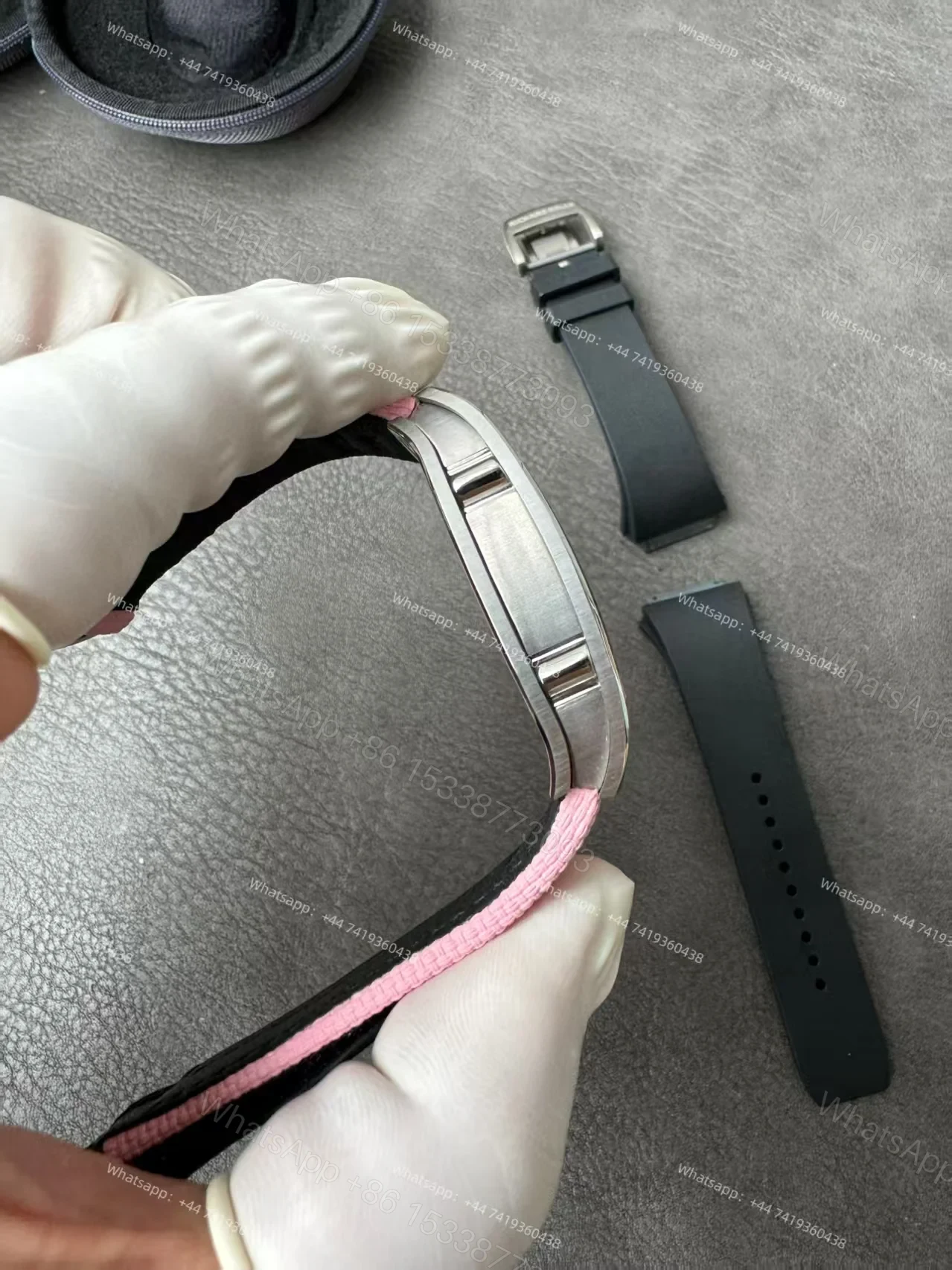 View 13 of Super Clone Richard Mille RM 67-01 Titanium Skeleton Pink Velcro Strap
