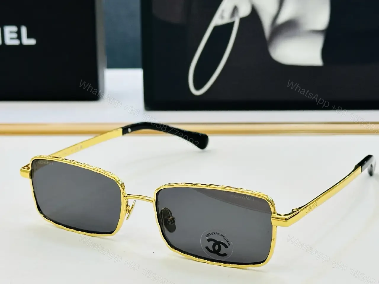 View 5 of Minimalist Luxe Square-Frame Sunglasses with UV400 Shield