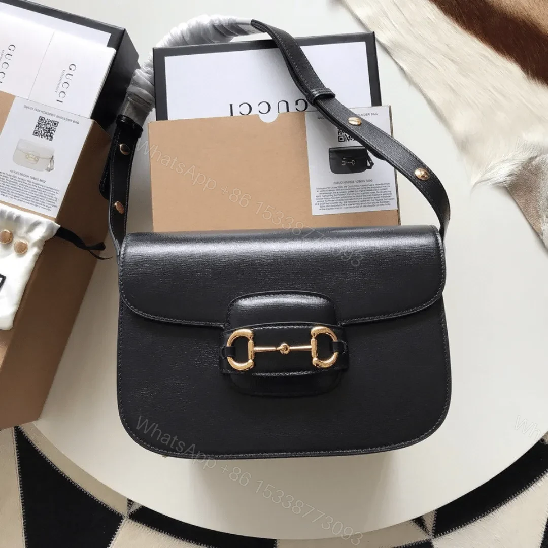 Gucci 1955 Horsebit Like Auth Handbag Black Smooth Leather 25cm — view 1