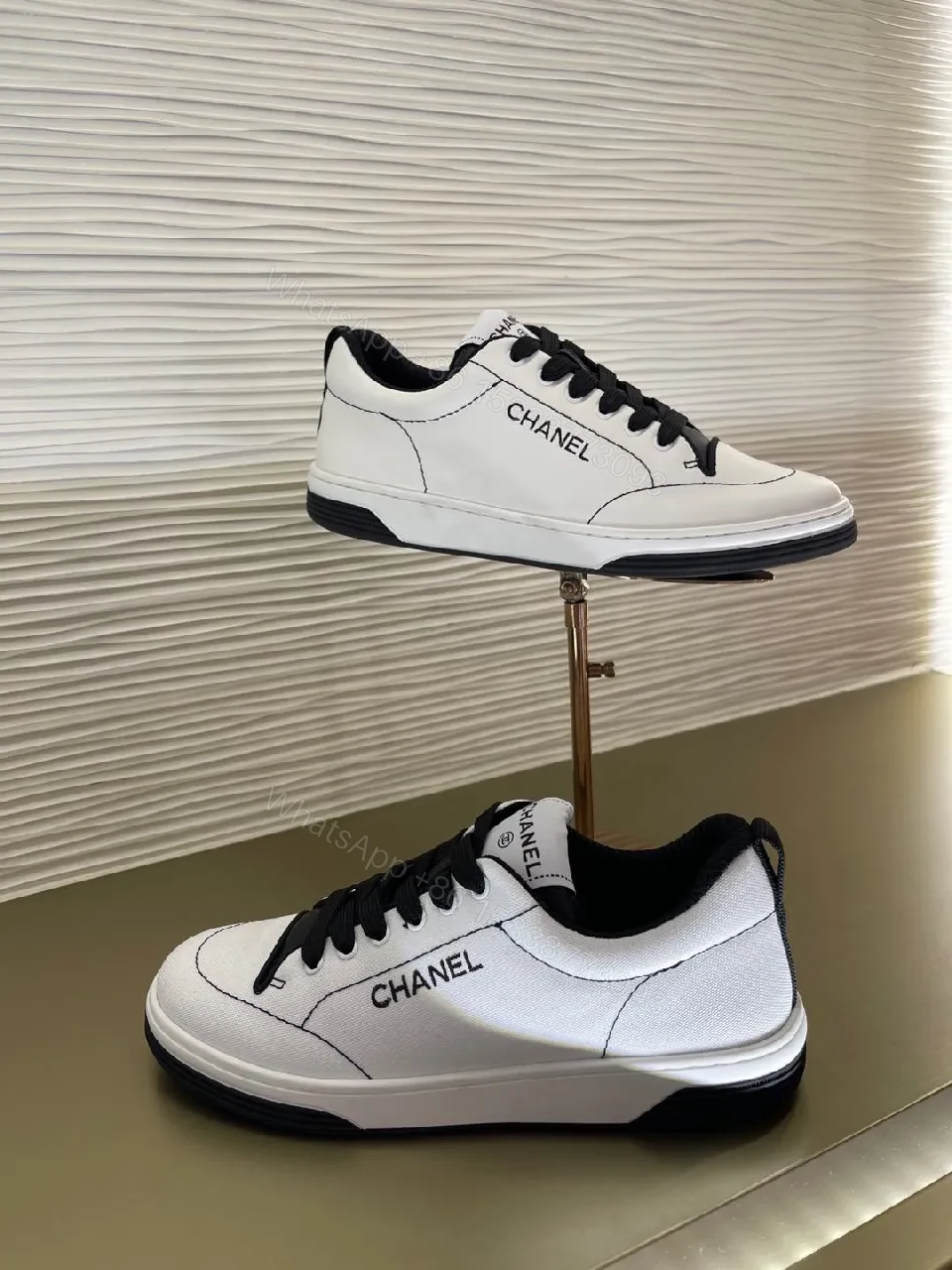 View 6 of Silver Leather Sneakers with Contrast Stitching, Modern Luxury, Everyday Comfort