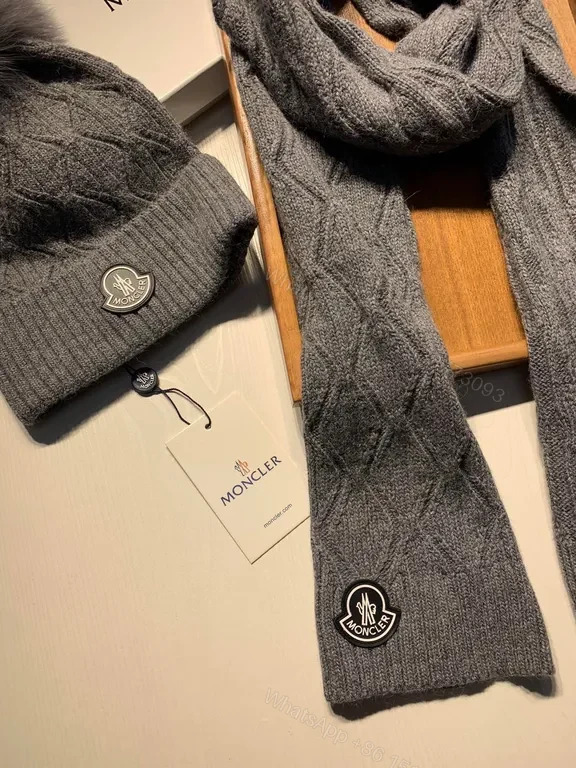 View 5 of Cozy Grey Knit Duo: Premium Wool Scarf & Beanie Set