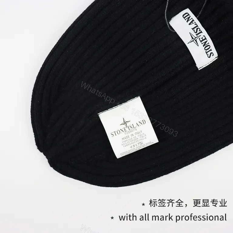 View 5 of Cozy Knit Beanie: Grey Wool-Blend, Minimalist, Signature Patch, Stone Island