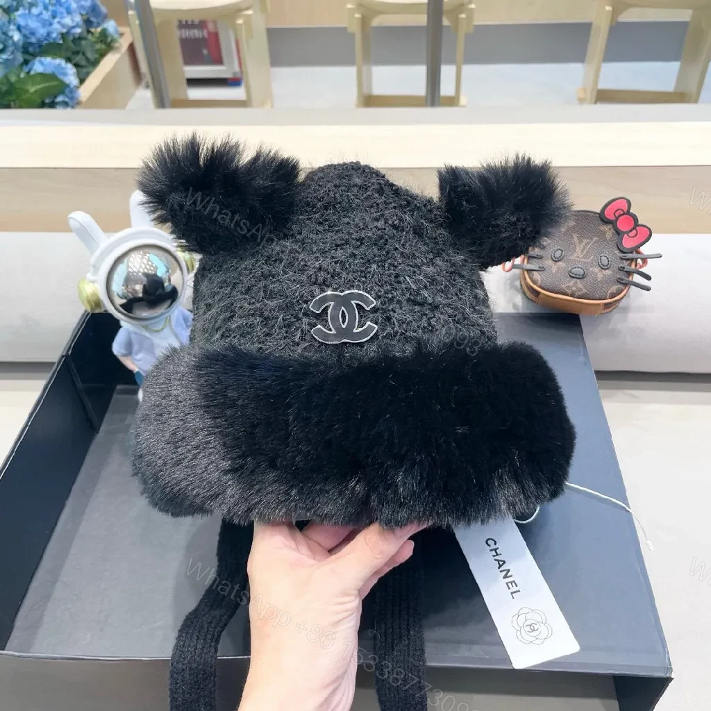 Lux Fleece Trim Knit Hat with Signature Emblem — view 1