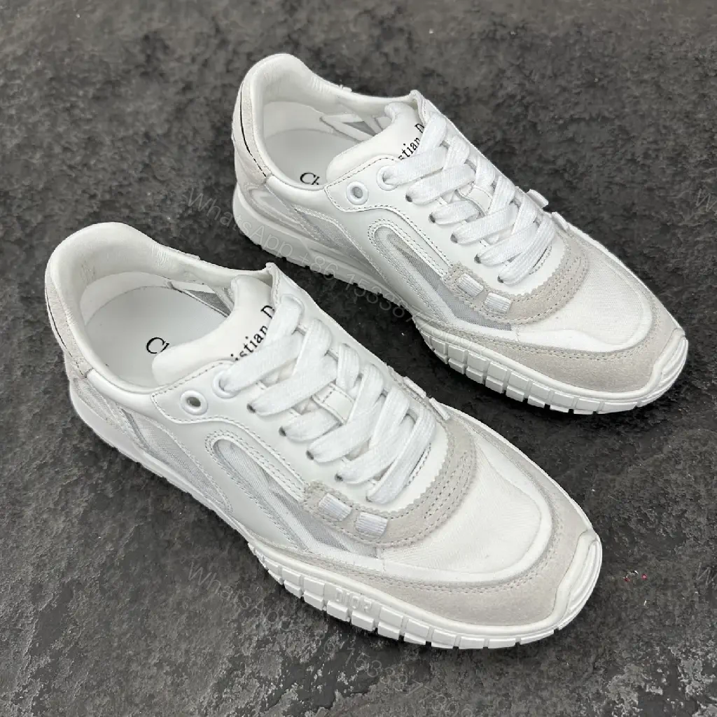 View 5 of White Leather Mesh Sneakers Dior Style Key Feature Cushioning Shoe