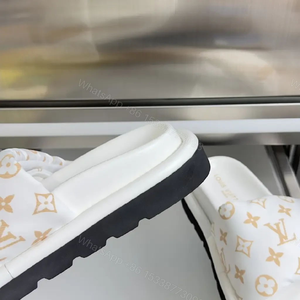 View 9 of White Monogram Slip-Ons: Sculpted Comfort Sandals