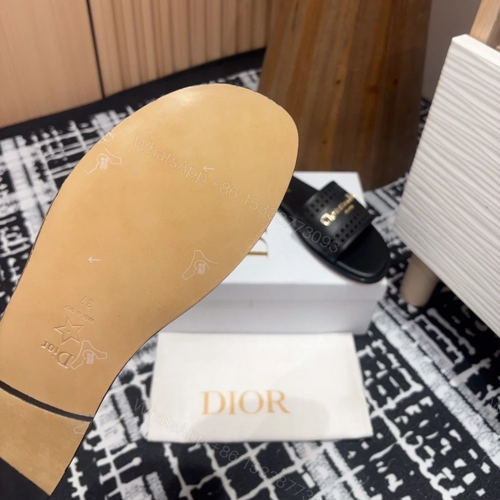 View 6 of 高仿Dior*D-Lane系列KCO155圓頭套腳一字拖鞋黑色免檢版