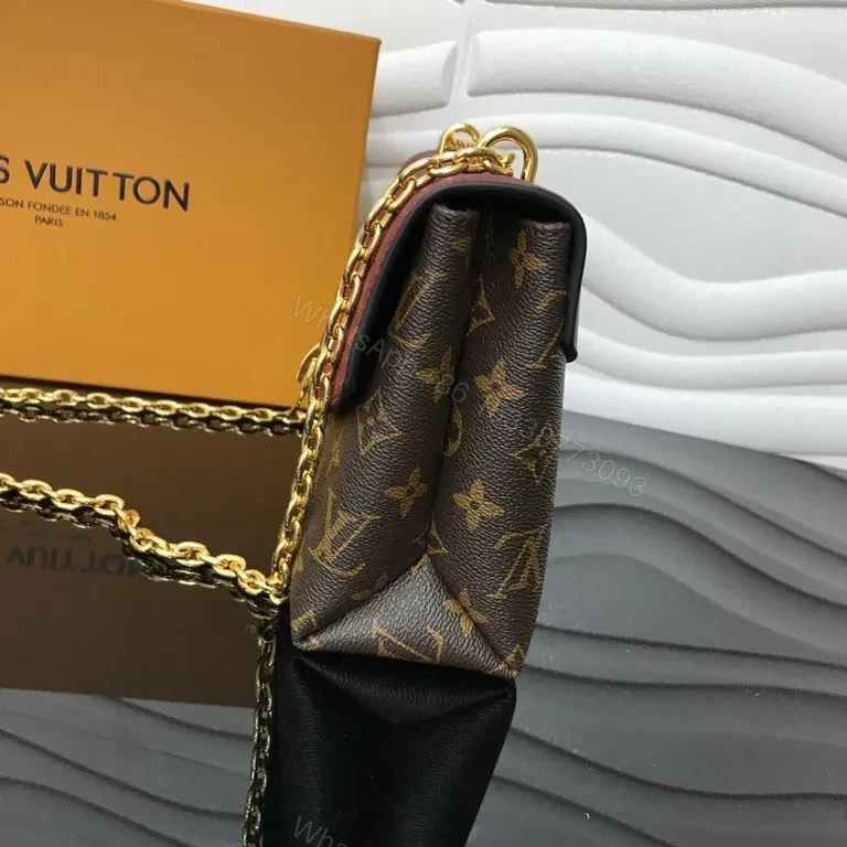 View 8 of Chic Burgundy Monogram Crossbody Bag - Luxury Day-to-Night