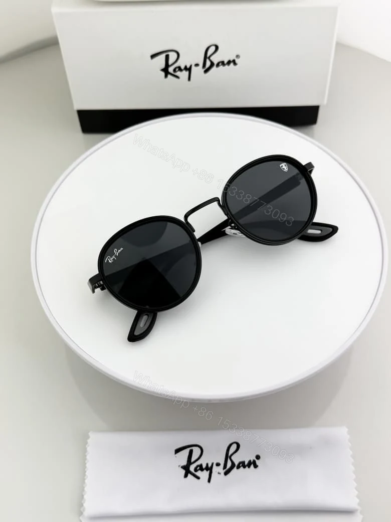View 3 of Ray-Ban Round Black Sunglasses Metal Polarized
