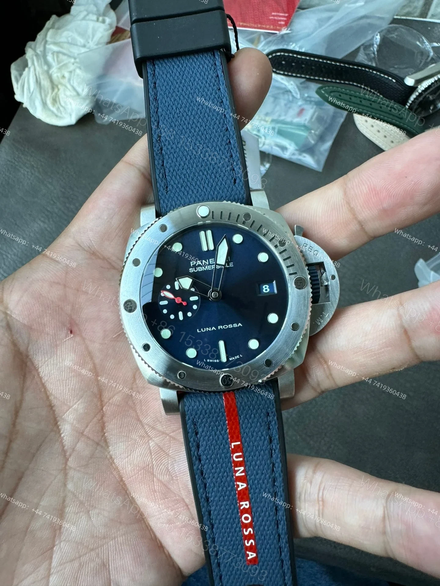 View 3 of Panerai Super Clone Submersible PAM01391 44MM Blue Dial