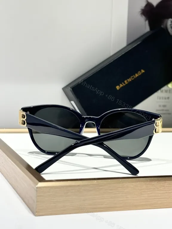 View 5 of Blue Acetate Round Sunglasses with Gold Hardware, Polarized