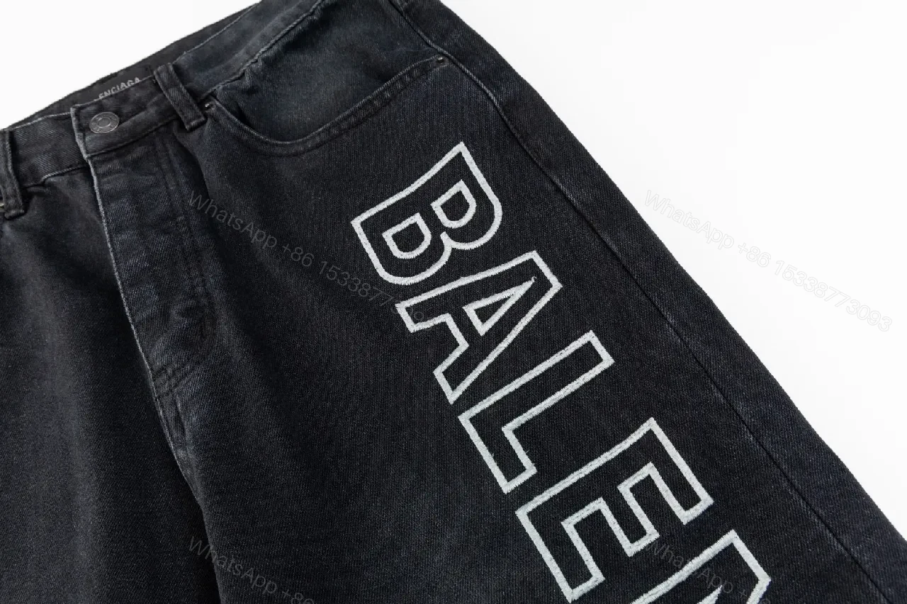 View 8 of Bold Denim Wide-Leg Jeans: Bold Lettering, Street-Ready Style