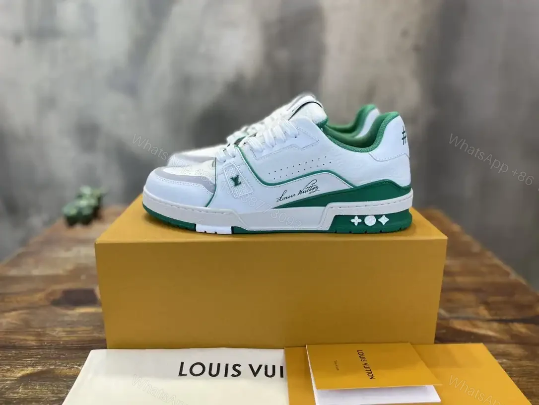 View 2 of LOUIS VUITTON LV TRAINER SNEAKERS IN WHITE AND GREEN – LSVT355