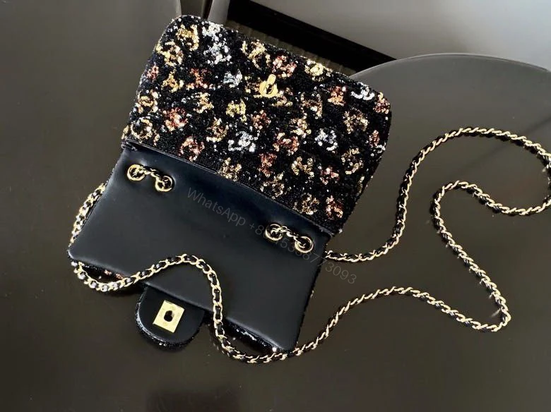 View 4 of CHANEL 2023 Sequin Rectangular Mini Classic Flap Bag w/Tags