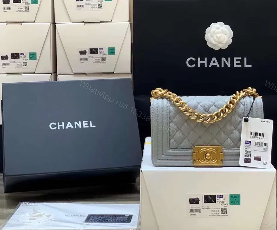 View 2 of Chic Gray Quilted Flap Bag with Gold Chain - Luxury