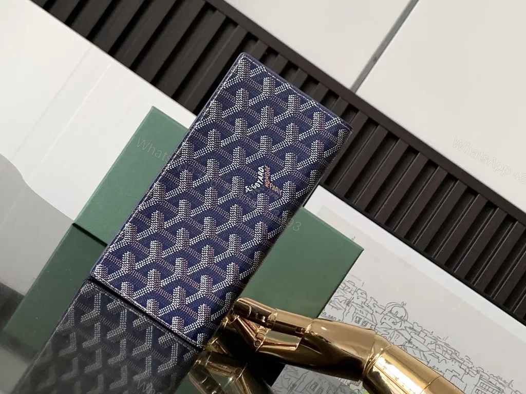 Blue Goyard-Patterned Long Wallet: All-Day Organization — view 1