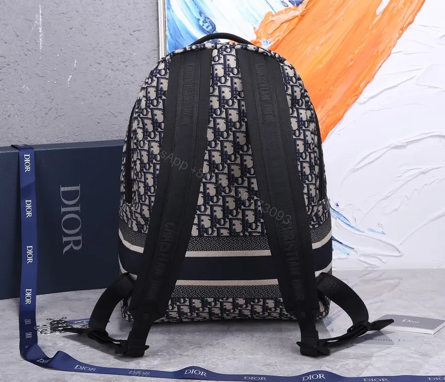 View 6 of Dior Monogram Luxury Backpack: Navy Leather Trim, Everyday Style