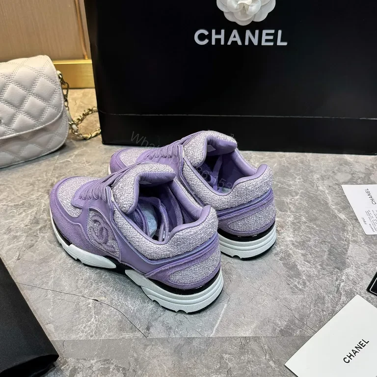 View 4 of Lavender Knit Sneakers - Luxurious Chanel-Inspired Comfort