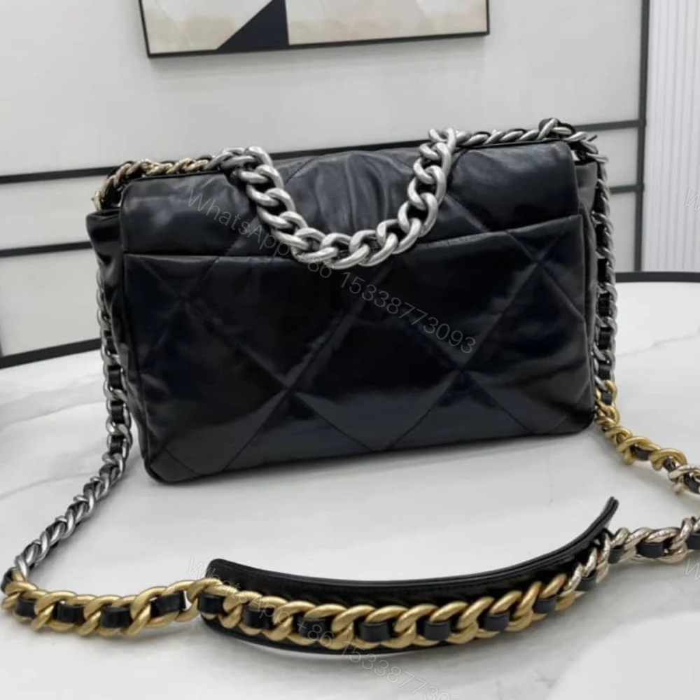 View 6 of Chanel 19 Series Classic Double C Logo Silver Turn Buckle Black 31Cm