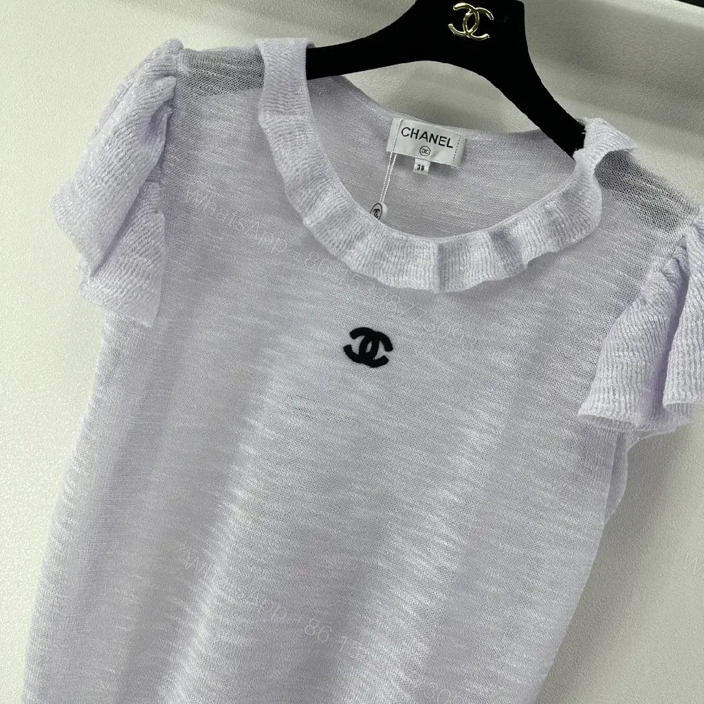 View 8 of Soft Rayon-Cotton Knit Top with Flounce Sleeve Details