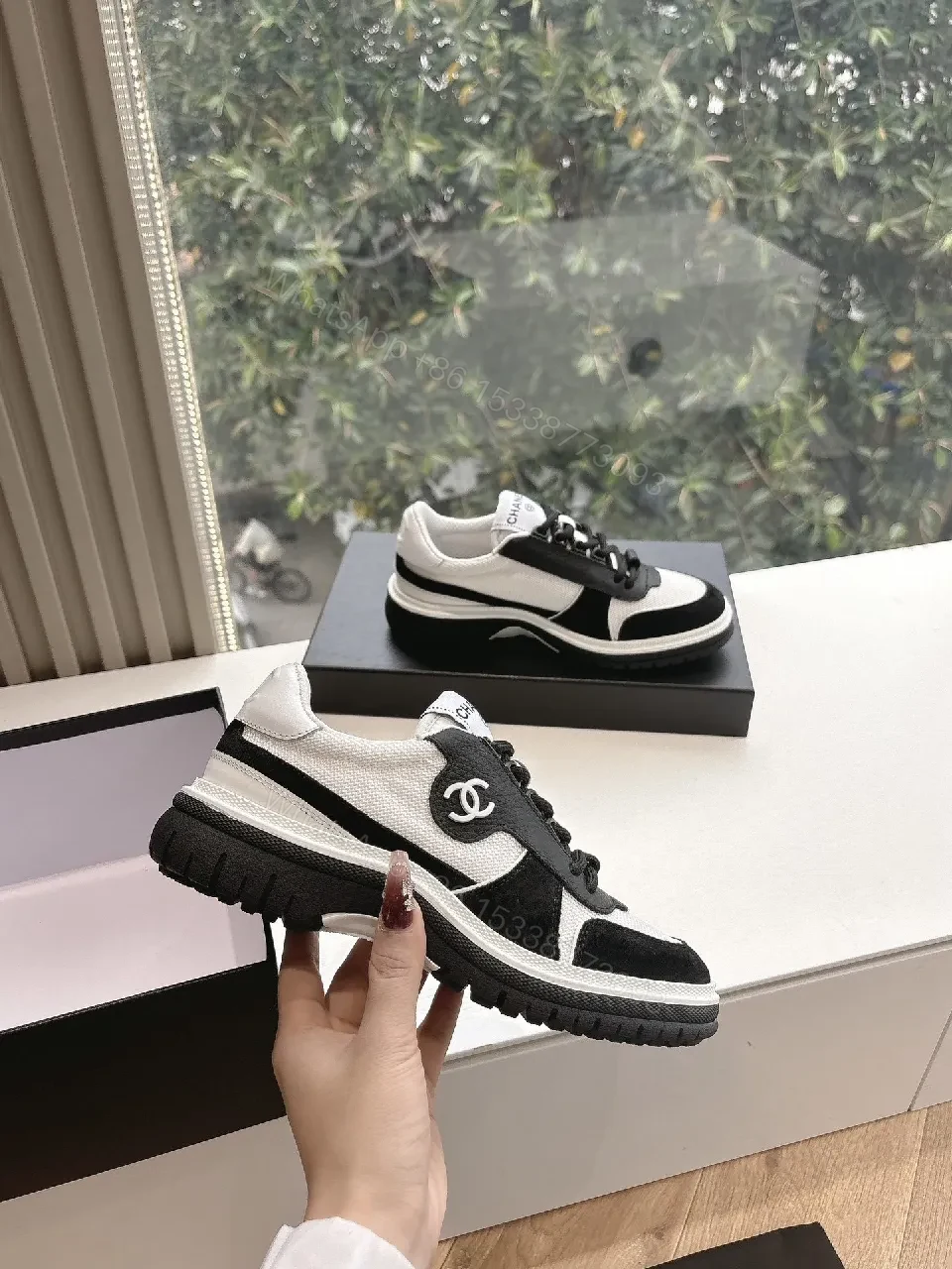 View 4 of Monochrome Knit Sneakers: Luxe Comfort, Bold Contrast