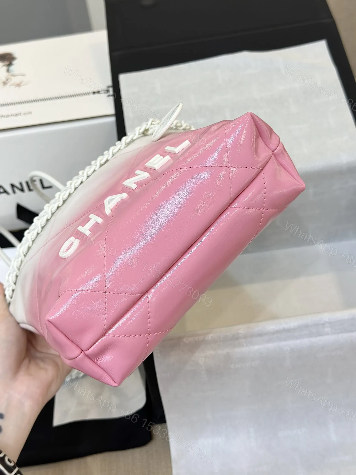 View 4 of Chanel 11 Handbag 22 Mini Mix White Pink Woman’s 20cm
