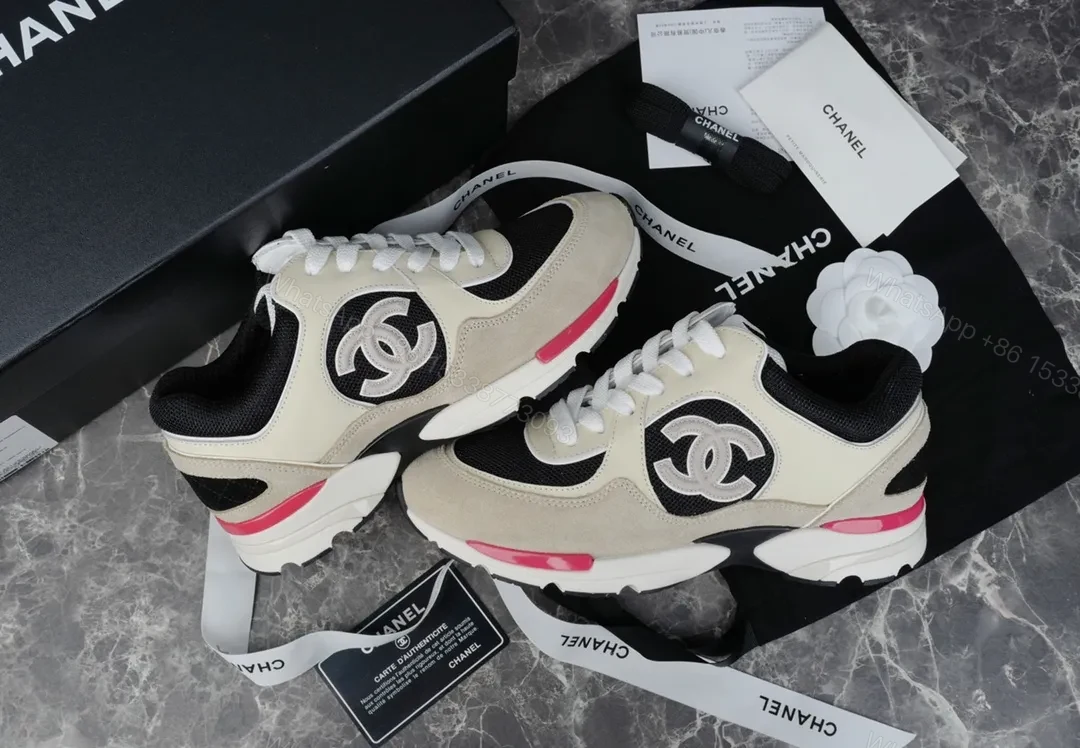 View 4 of Chanel-Inspired Trail Runner: Neutrals, Pink Accents, Luxe Comfort