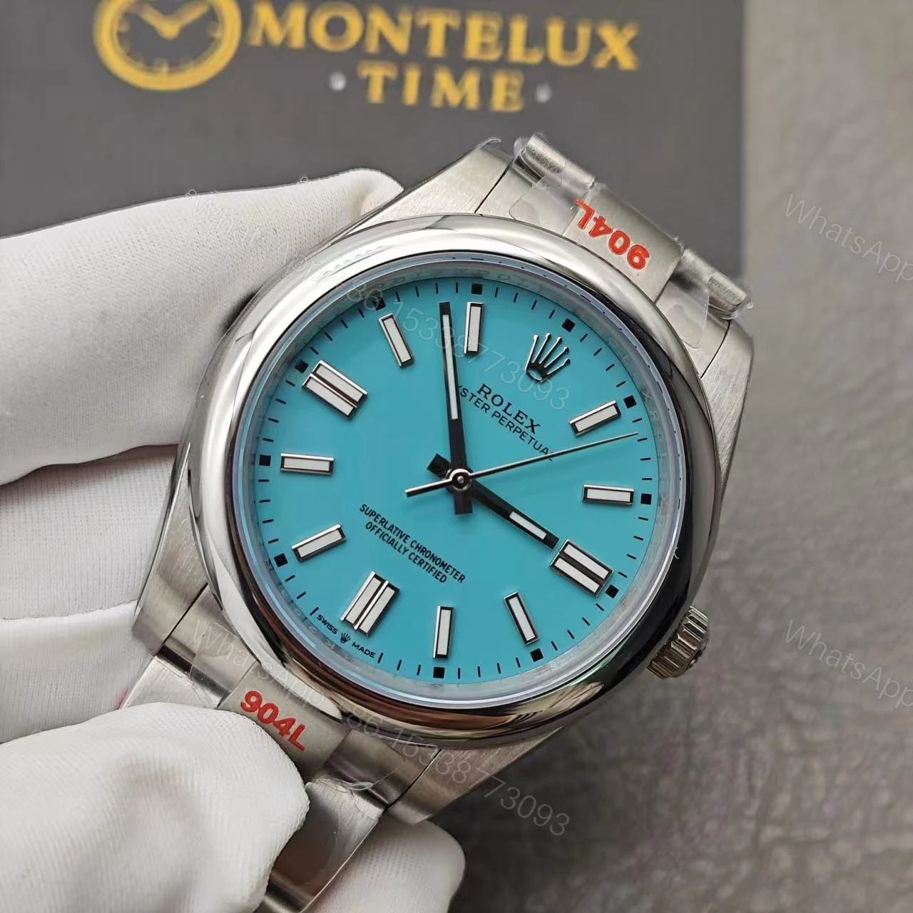 View 15 of Top Clone Rolex Oyster Perpetual 41 MM Turquoise tiffany Blue Dial Replica