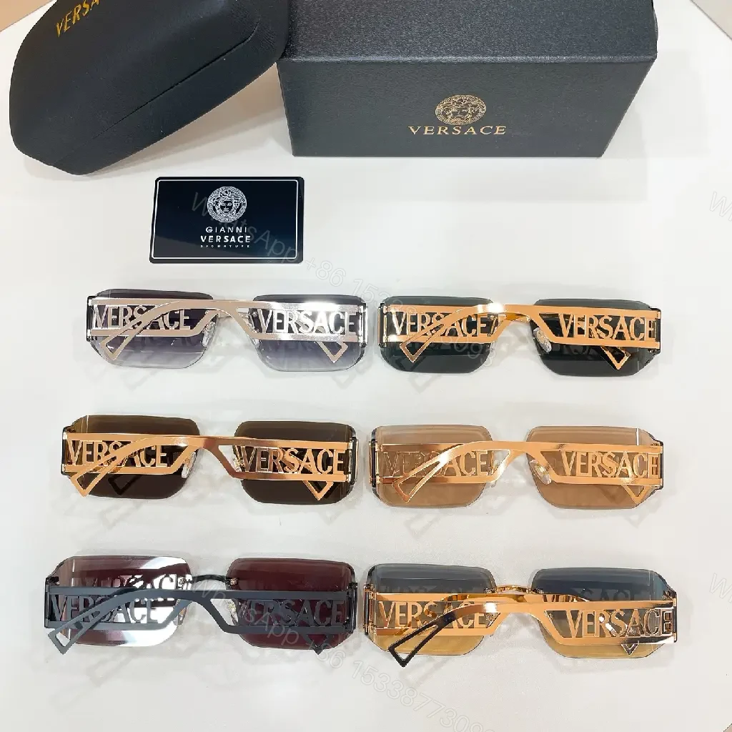 View 6 of Silver-tone Rectangular Shield Sunglasses with Versace Logo