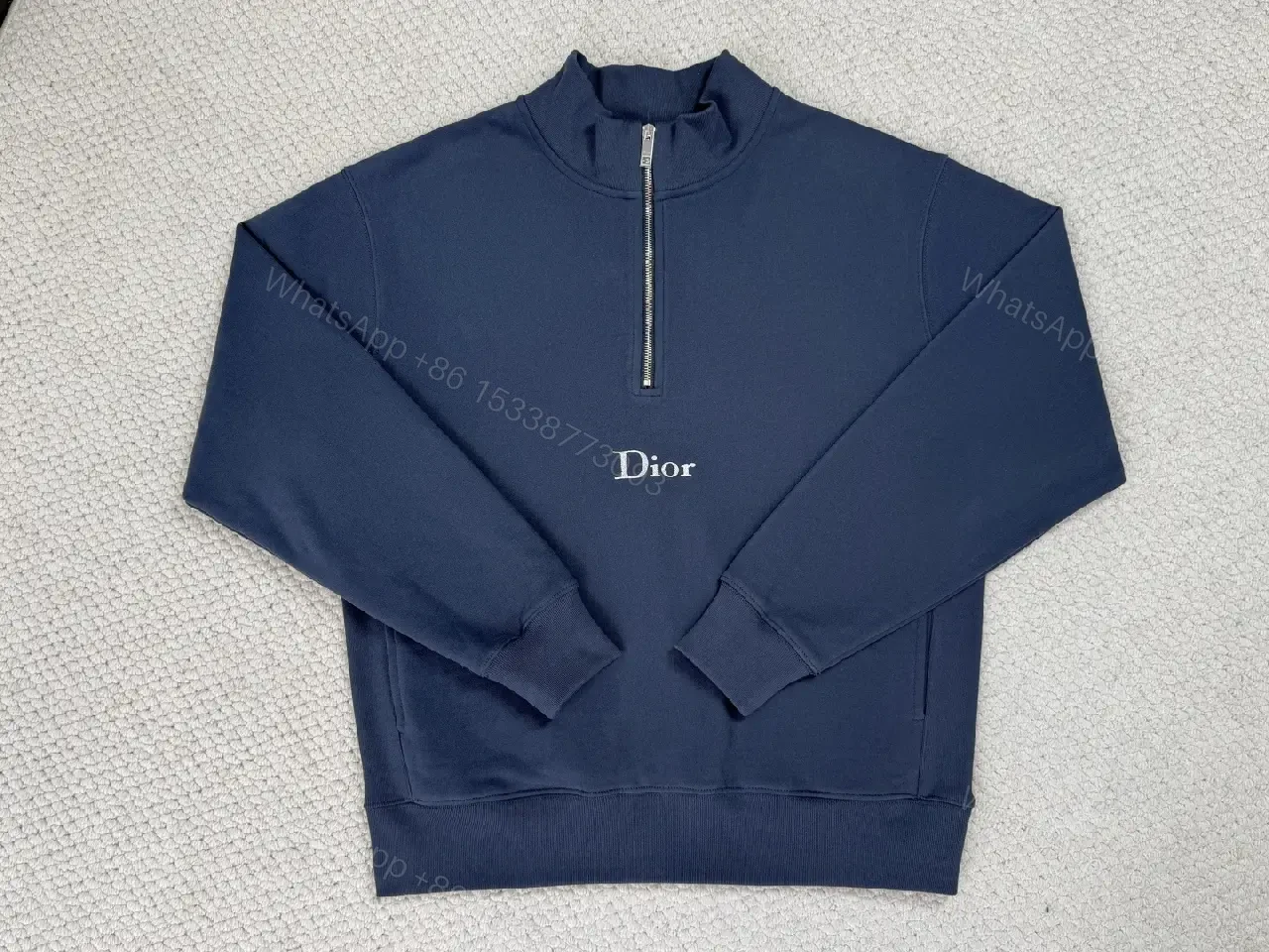 Navy Knit Quarter-Zip Hoodie: Luxe Minimalist Layering — view 1
