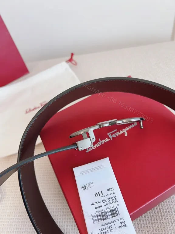 View 7 of Structured Leather Belt with Signature Ferragamo Hardware
