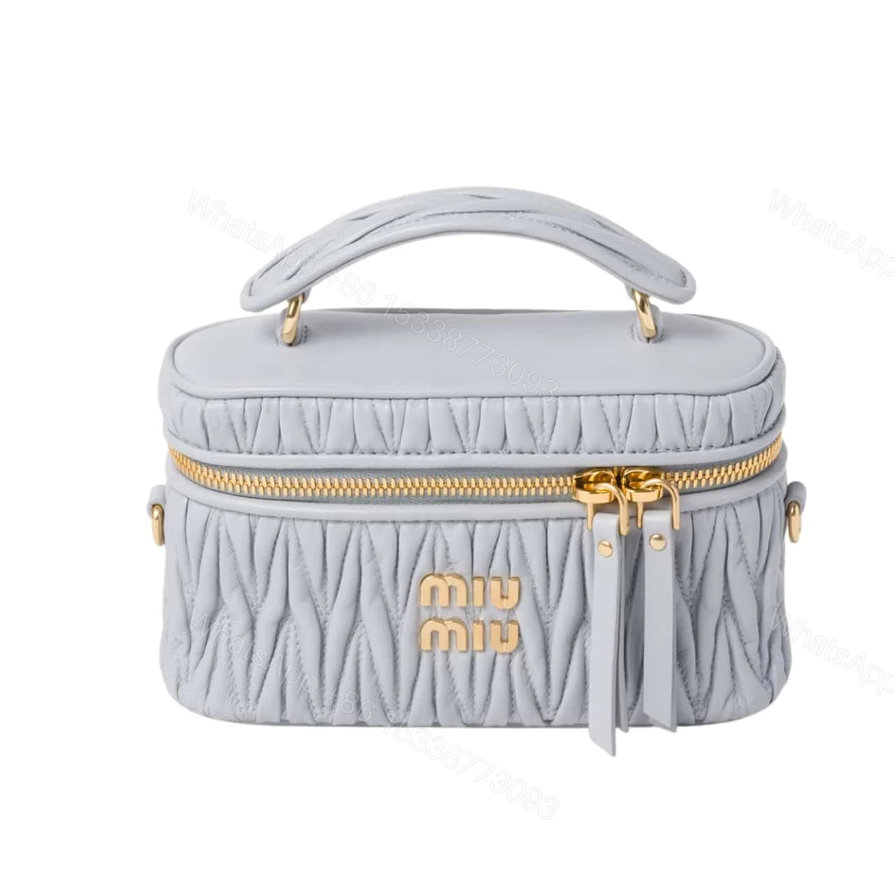 MIUMIU MATELASSÉ NAPPA SHOULDER BAG CORNFLOWER 19CM 5BH230 N88 F0591 V OOO — view 1
