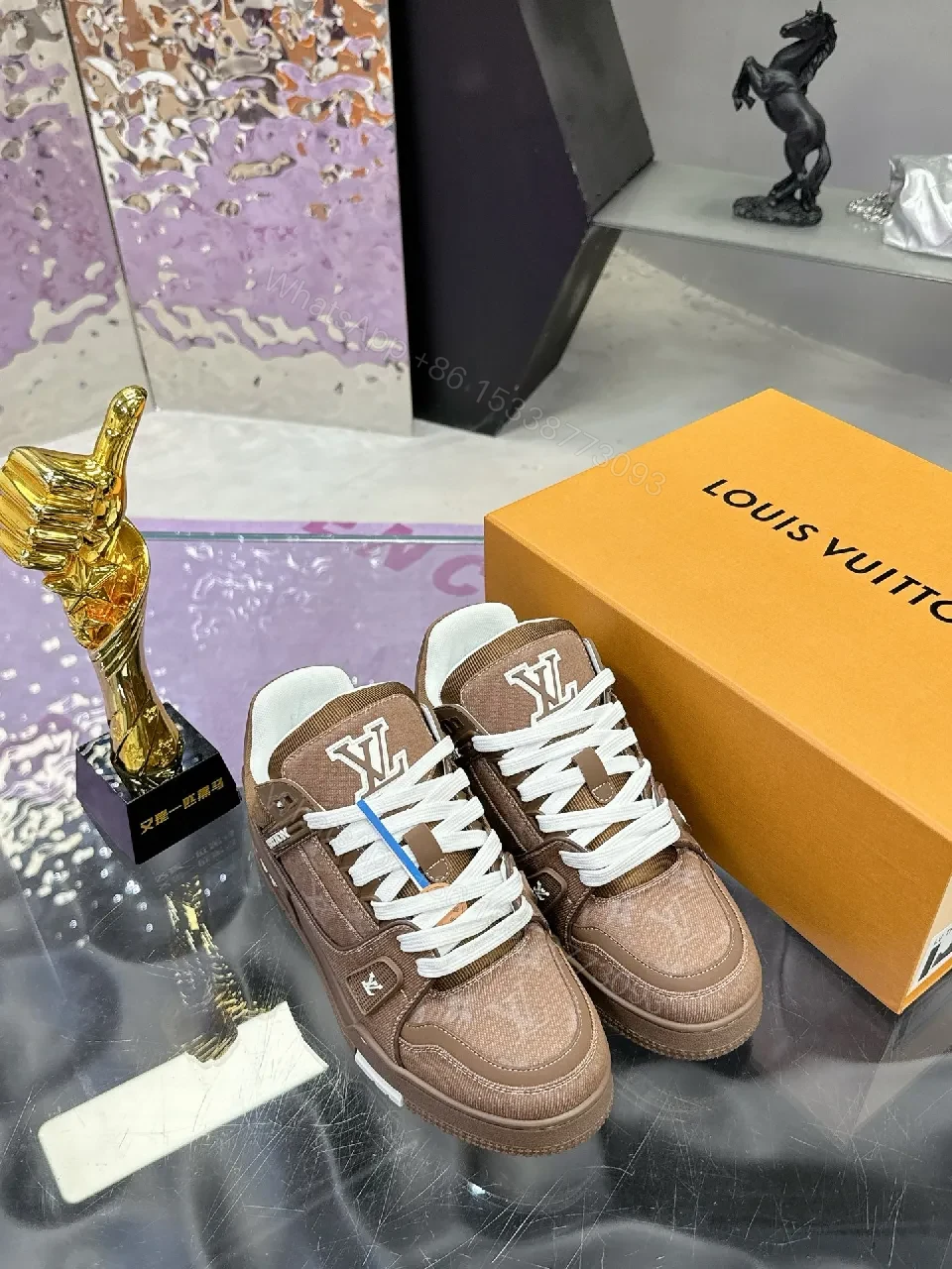 View 7 of Brown Leather Detail Low-Top Sneakers: Luxe Everyday Comfort