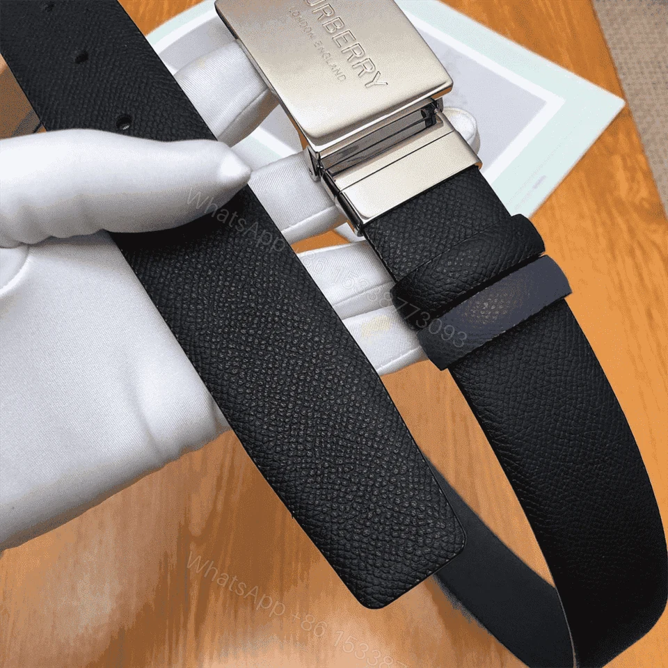 View 3 of BURBERRY REVERSIBLE PLAQUE BUCKLE GRAINY LEATHER BELT – B25