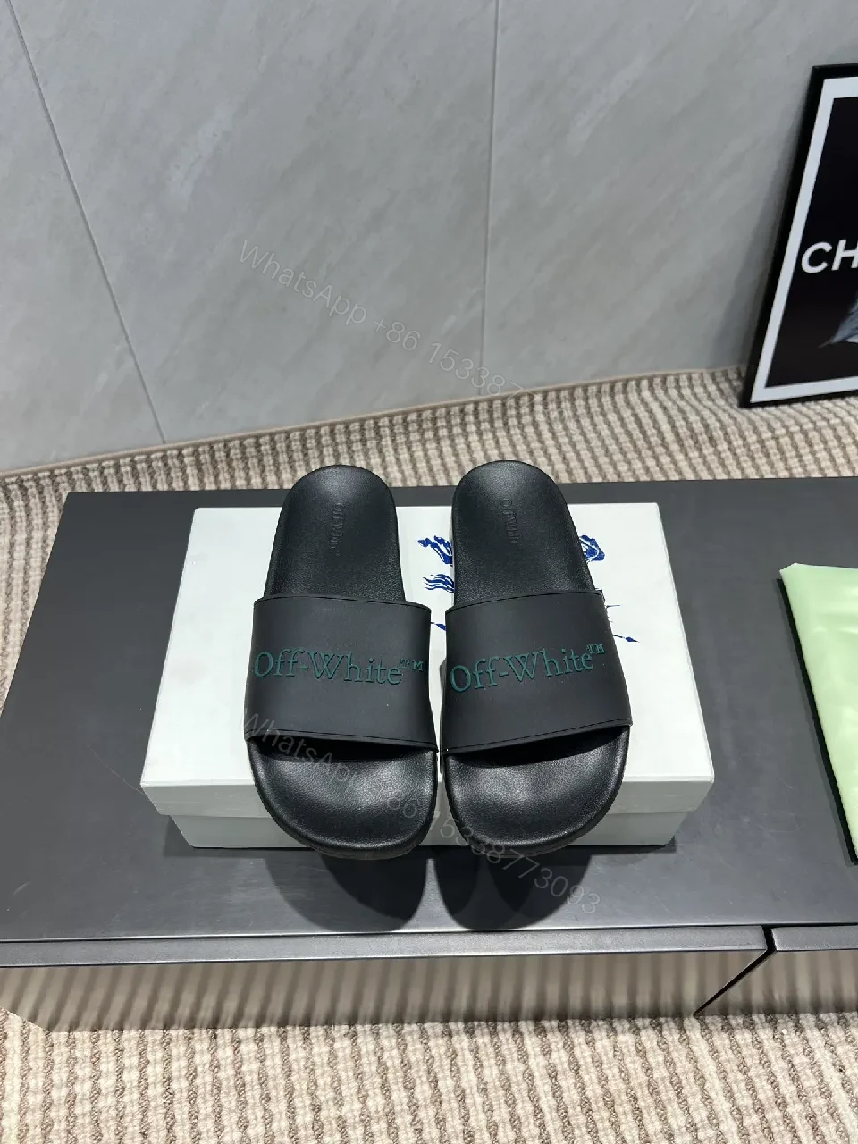 View 4 of Premium Black Slide Sandals – Subtle Logo Comfort