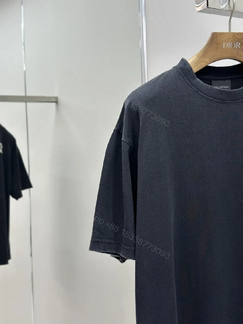 View 3 of Black Cotton Tee Patch Edge Minimalist Logo Tee