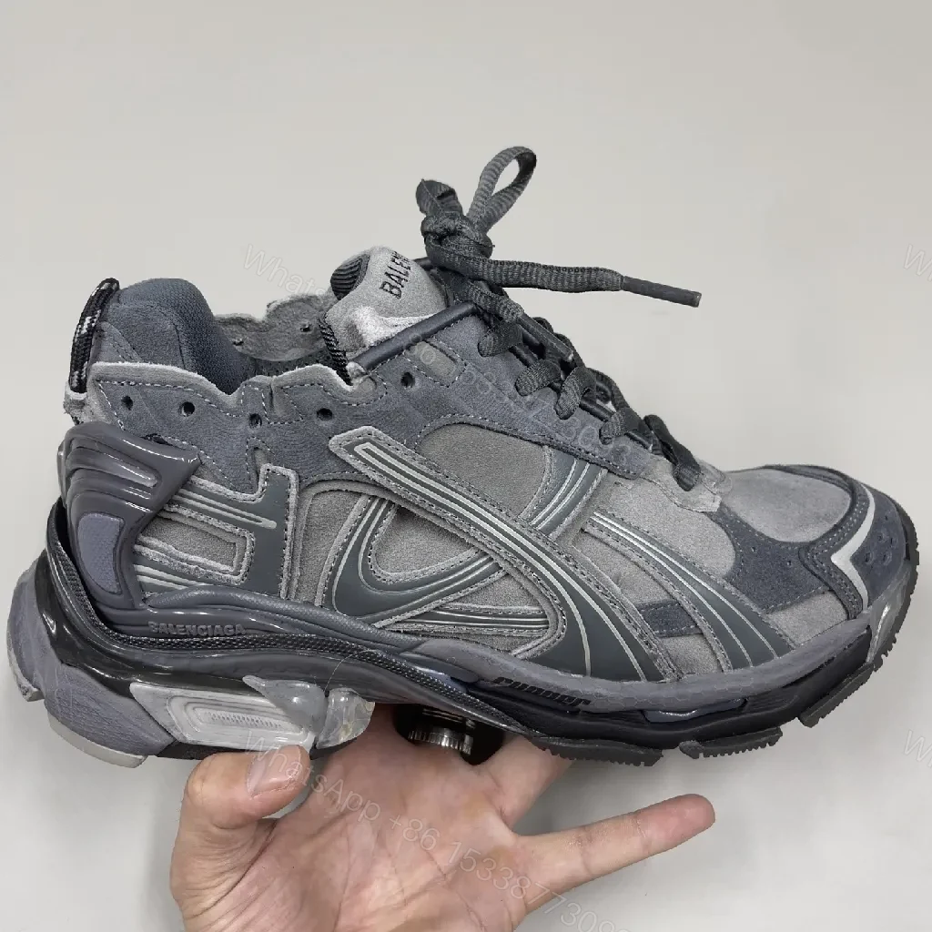 View 4 of Chunky Texture Sneakers: Suede-Mesh Comfort, Luxe Streetwear