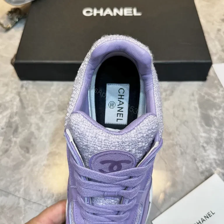 View 7 of Lavender Knit Sneakers - Luxurious Chanel-Inspired Comfort