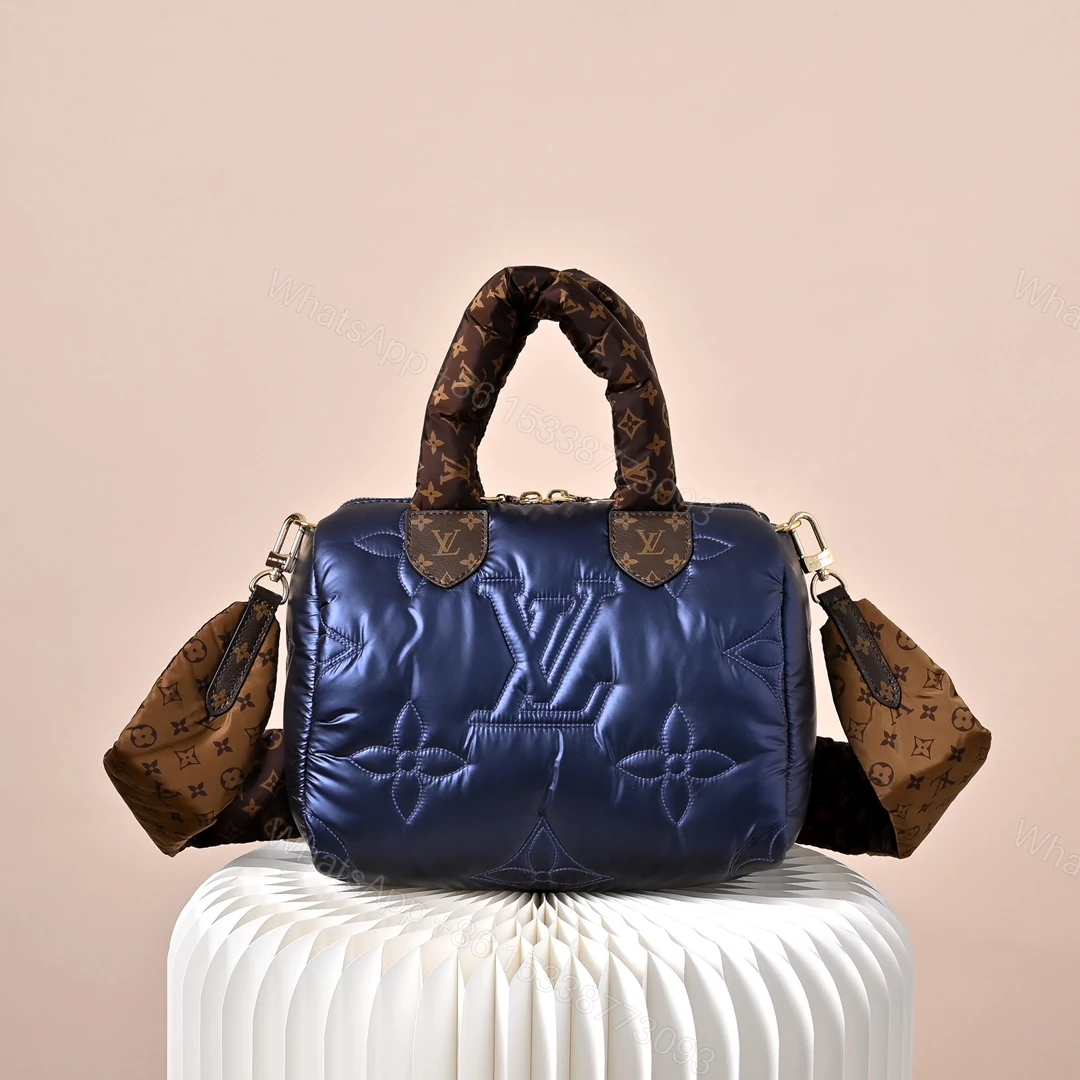 LV A貨 女款 Pillow Speedy 枕頭包 藍色 光澤材質 潮流時尚百搭款 — view 1