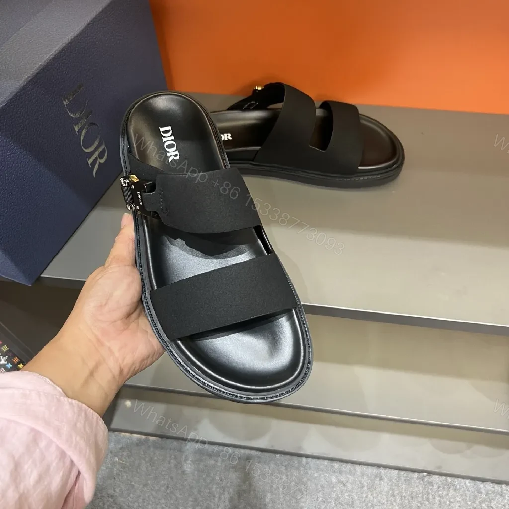 View 3 of Bold Textured Straps Black Leather Sandals: Minimalist Luxury