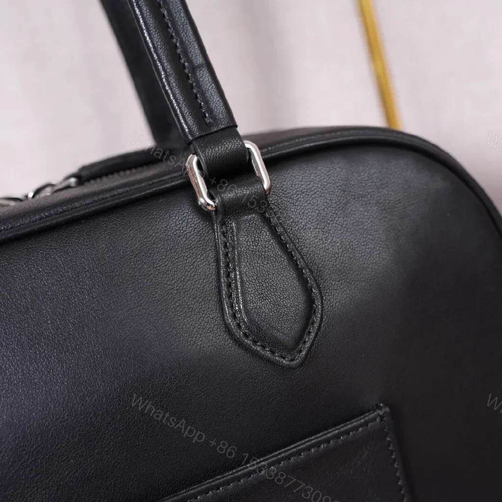 View 6 of Compact Black Leather Satchel: Sophisticated Everyday Carrier