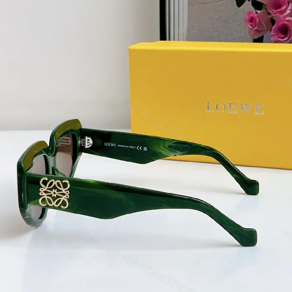 View 9 of Green Marble Acetate Sunglasses, Oversized Cat-Eye, Gold Accents
