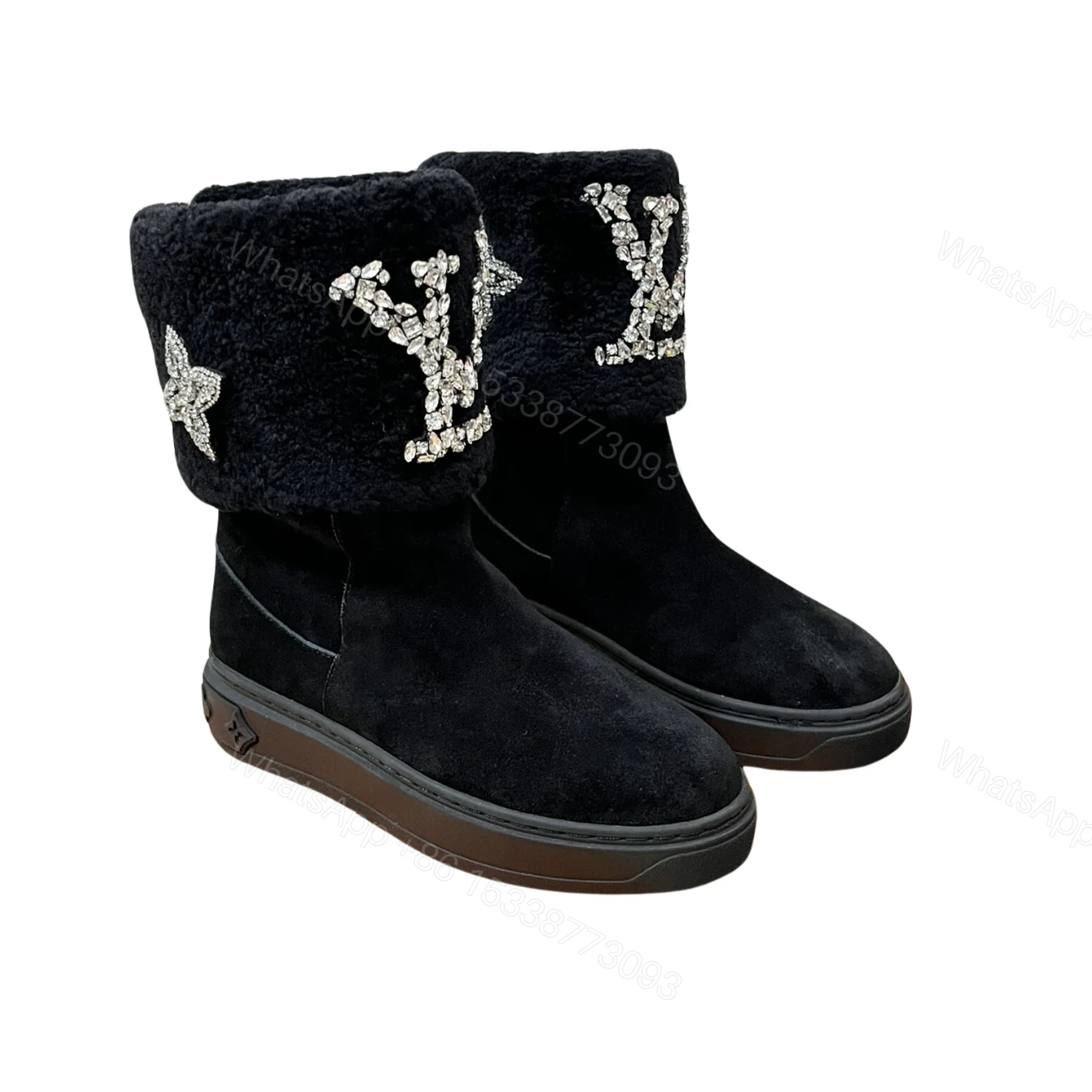 LOUIS VUITTON ANKLE BOOT STUDDED WITH DIAMONDS BLACK — view 1