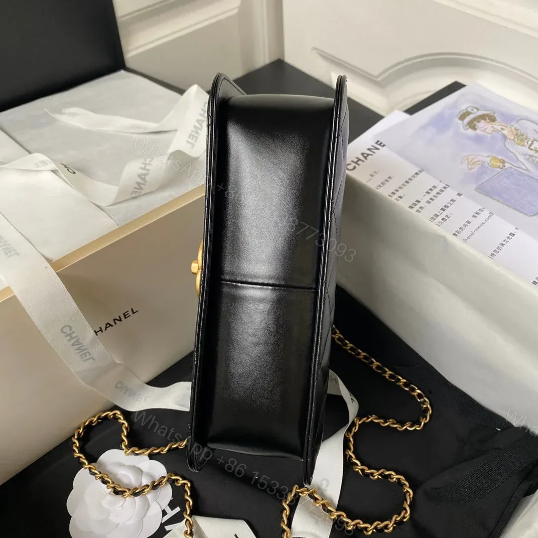 View 6 of CHANEL FLAP BAG 22 IN BLACK CALFSKIN WITH DOUBLE GOLD BALL