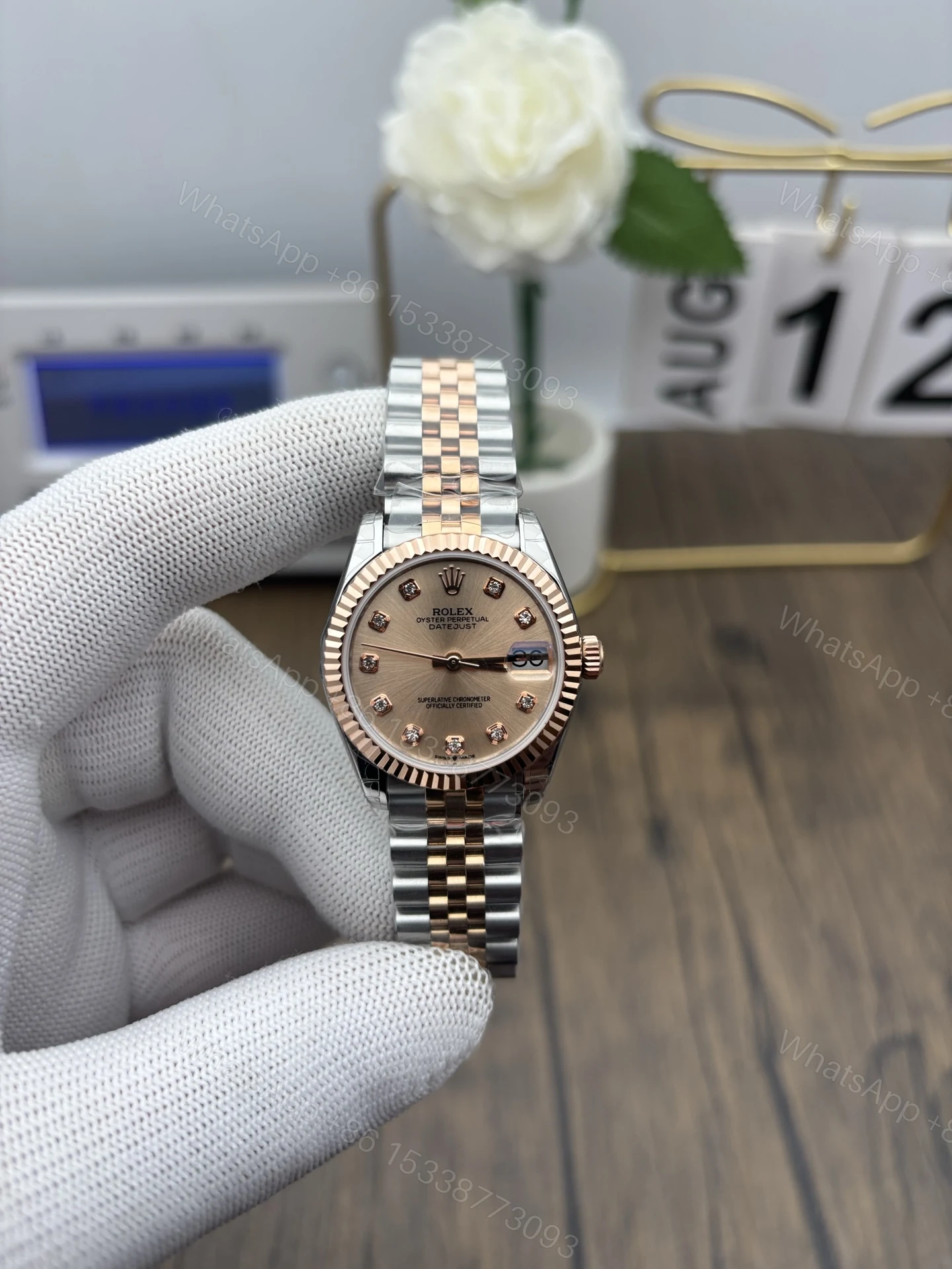Rolex 一比一 女款 Datejust 玫瑰金面鑽刻腕錶 高級款 — view 1