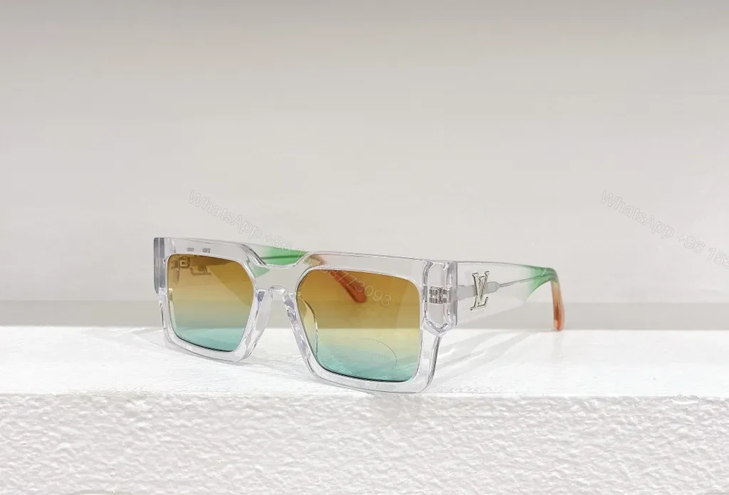View 7 of Clear-Frame LV Sunglasses: UV400, Crystal Acetate, Grey Lenses
